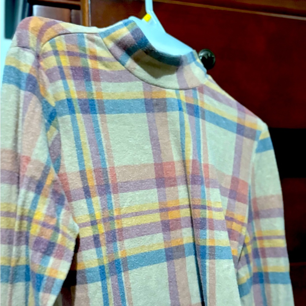 SO Multicolor Plaid Women's Turtleneck Sweater